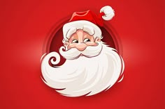 a santa claus face on a red background