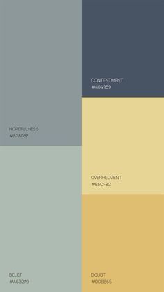 the different shades of gray, yellow and grey are shown in this color palettes