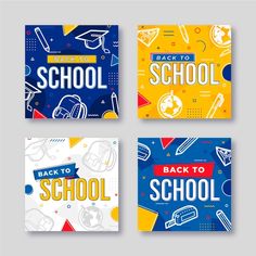 four colorful back to school cards