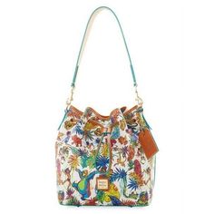 You'll be able to fit more than just the bare necessities in this Dooney & Bourke bag inspired by Disney's beloved 1967 classic The Jungle Book. The film's colorful cast of characters, including Mowgli, Baloo, King Louie and Shere Khan, are pictured in the vibrant allover print on this simulated leather drawstring bag that has a removable leather tag with the movie's name. * Allover print includes Mowgli, Kaa, Bagheera, Baloo, King Louie, Shere Khan and Junior* * Screen art on coated cotton* * S Shere Khan, Leather Drawstring Bags, Screen Art, Disney Dooney, Disney Inspired Fashion, Dooney & Bourke Bag, The Jungle Book, Disney Handbags, Disney Bag