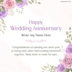 a wedding anniversary card with flowers on it