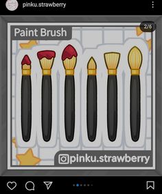 six paint brushes in a box with the words paint brush