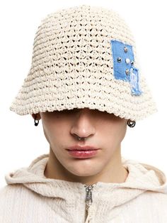 This is a casual and comfortable bucket cap made out of high quality cotton and paper blend fabric. With design detail of relaxed and deep silhouette, coarse structure for summer season, and rivet detail on the front, it gives a comfortable and trendy mood.- Deep and relaxed slihouette- Denim logo patch embroidery- Coarse texture for cool touch- Rivet detail on the front Knit Bucket Hat, Hats Ideas, Patch Embroidery, Bucket Cap, Korean Men, Summer Season, Dark Colors, Making Out, Design Details