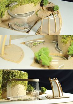 the model is made to look like it has been constructed into a house with trees growing out of it