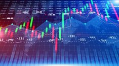 an abstract stock market chart with candles and numbers on it, as well as the forex indicator