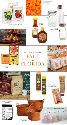 an orange and white collage with the words fall florida