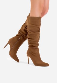 Slouch Shaft 3.94-inch Stiletto Heel Zip Closure for Easy On and Off Vegan Leather-Covered Insole with Arch Support Versatile Style Slouchy Suede Boots, Fashion Shoes Boots, Versatile Style, Suede Boots, Brown Suede, Easy Wear, Stiletto Heel, Shoes Heels Boots, Arch Support