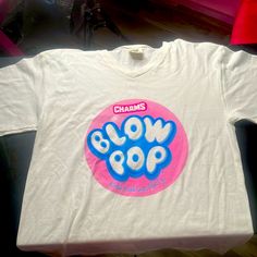 Blow Pop T-Shirt Pink And White Size Medium Blow Pop, Blow Pops, Pop T, Pink Tee, Pink And White, Pink White, Pink Ladies, Womens Tops, Tops & Tees