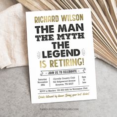 a birthday party card with the words, the man, the legend is returning on it