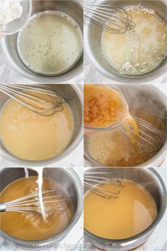 the steps to make an egg mixture in a saucepan with whisk attachments