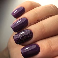 Plum Nails, Purple Nail Polish, Purple Nail Designs, Purple Nail, Dark Nails, Colorful Nail Designs, Dipped Nails, Accent Nails