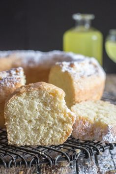 a cake sitting on top of a cooling rack