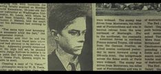 an old newspaper article with a photo of a man in a suit and tie on it