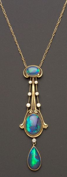 Art Nouveau Black Opal and Diamond Pendant, The Brassler Company | Sale Number 2370, Lot Number 418 | Skinner Auctioneers Newark New Jersey, Gorgeous Jewelry, Black Opal