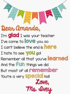 a poem with the words dear amanda, i'm glad i was your teacher