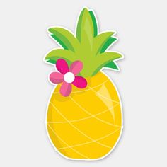 a pineapple sticker with pink flowers on it's head and the words bright tropical phrases by homeschooleme