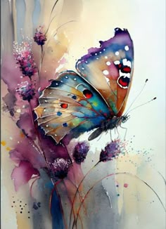 a painting of a butterfly on a flower