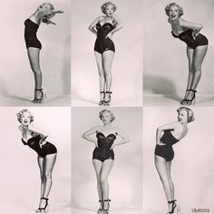 six photos of marilyn monroe in black and white, from the 1950's to the 1960s's