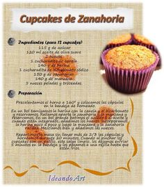 an advertisement for cupcakes de zanhordia, with information about the ingredients