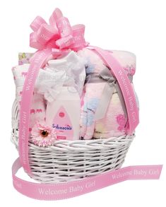 a welcome baby girl gift basket