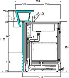 the drawing shows an open door with a blue handle on it and a white background