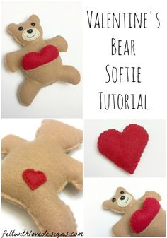 the instructions for how to make a valentine's bear softie