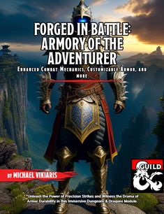 an advertisement for the game called forced in battle armor of the adventurer