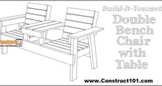 an image of a table and chairs with the words build it yourself double bench chair with table