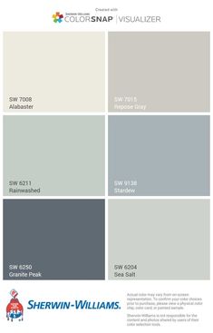 the color scheme for sherwinn - williams's new paint colors, including gray and