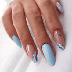 Nails Acrylic Almond, Almond Nails Designs, Pedicure Nail Art, Stick On Nails, Artificial Nails, Nail Arts