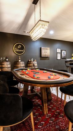 a casino table and chairs in a room