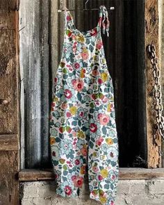 Art Work Aesthetic, Work Aesthetic, Aesthetic Floral, Loose Jumpsuit, Granny Chic, Cotton Jumpsuit, Linen Jumpsuit, Boho Skirts, Casual Jumpsuit