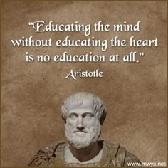 a statue with a quote on it that says, education the mind without educating the heart is no education at all