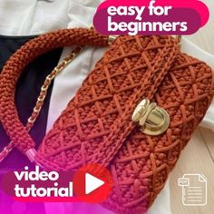 an orange crocheted purse with the words easy for beginners