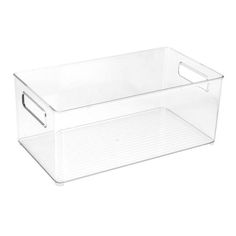 a clear plastic container with handles