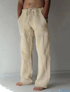 Fitted Linen Pants, Linen Beach Pants, Mens Linen Pants, Pants Pocket, Cotton Linen Pants, Vintage Trousers, Casual Wide Leg Pants, Chic Blouses, Mens Linen