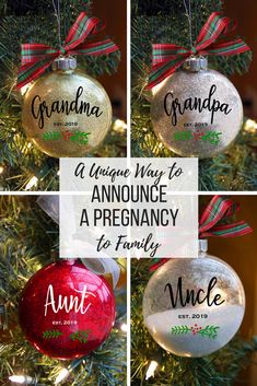 christmas ornaments with the words grandma and grandpa on them