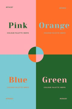 four different colors are shown with the same font and numbers on each color scheme, including orange, pink, blue, green, and red