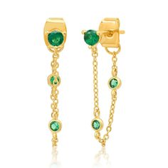 A stud and dangle earring all in one, this single stud with chain drape accent is a fun way to infuse some color into your wardrobe! Gold-plated brass, CZ Available in Pink and Emerald Green SKU: TE-2920 Forest Queen, Green Dangle Earrings, Tai Jewelry, Pink Emerald, Diamond Choker Necklace, Vintage Style Earrings, Diamond Choker, Girly Jewelry, Jewelry Inspo