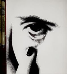 Stippling Art Reference, Stippling Reference, Stippling Portrait, High Contrast Art, Stipple Drawing, Stippling Drawing, Self Portrait Drawing, Halftone Design, Dotted Drawings