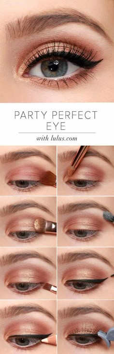 Maquillaje♡ Eyeshadow Brown, Make Up Mata, Makeup Cantik, Bentuk Alis, Party Make-up, Peach Makeup, Make Up Tutorials, Metallic Eyes