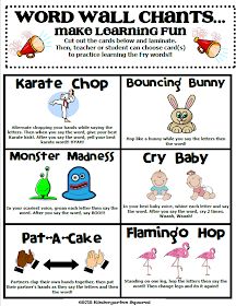 the word wall chart for children's learning with pictures and words to describe them