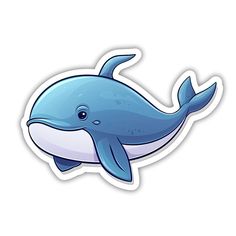 a blue whale sticker on a white background