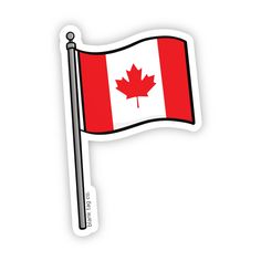 a canadian flag sticker with the maple leaf on it's side, flying in the wind