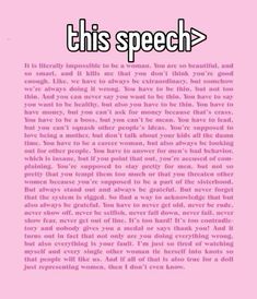 a pink background with the words, this speech