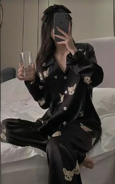 Cute Pyjamas Korean, Sleepwear Outfits Aesthetic, Korean Night Suit For Women, Korean Pyjamas Outfit, Night Dress For Women Pajama, Night Dresses For Women Sleep, Cute Sleepwear Korean, Korean Night Suit, Korean Pajamas Aesthetic