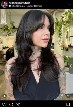 Lazer Cut Haircut, Wispy Fringe With Layers, Bangs Money Piece, Curtain Bangs With Highlights, Highlights Curtain Bangs, Layers With Wispy Bangs, Bangs With Highlights, Layered Hair Straight, Black Hair Layers