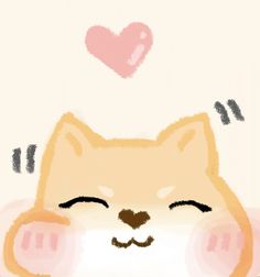 a drawing of a cat with its eyes closed and hearts flying above it's head