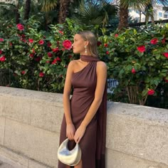 November Dresses For Wedding Guest, Wedding Guest Dress Ruffle, Semi Formal Dresses Midi, Off Shoulder Dress Wedding Guest, Brown Dresses For Wedding, City Wedding Guest Outfit, Classy Guest Wedding Dress, Italian Winery Outfit, Ceremony Dress Guest