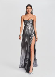 Zoa Dress – Retrofete Metallic Prom Dress, Sweet Fifteen, Australia Clothes, Silver Boots, Prom 2023, Rehearsal Dress, Cute Prom Dresses, Floor Length Skirt, Inner Goddess